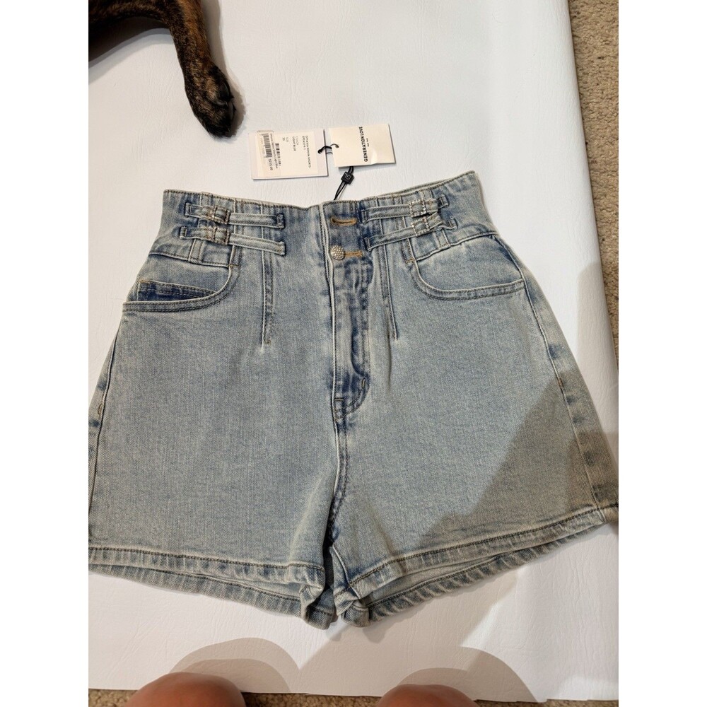 Generation Love Ottavia Denim Shorts Light Blue High Rise 25 SP24519-1
